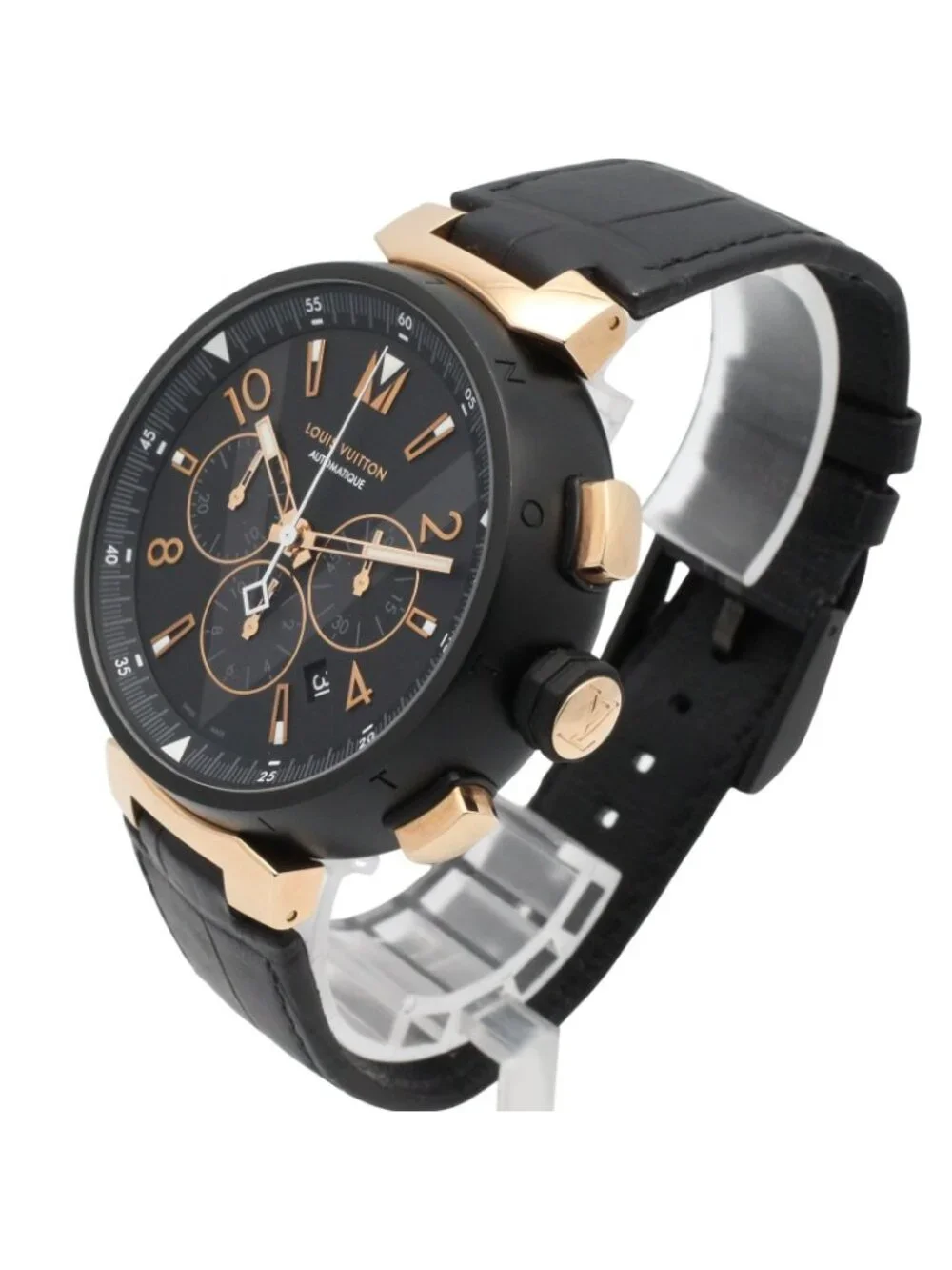 Louis Vuitton Watch Tambour Chrono Black Stainless Steel